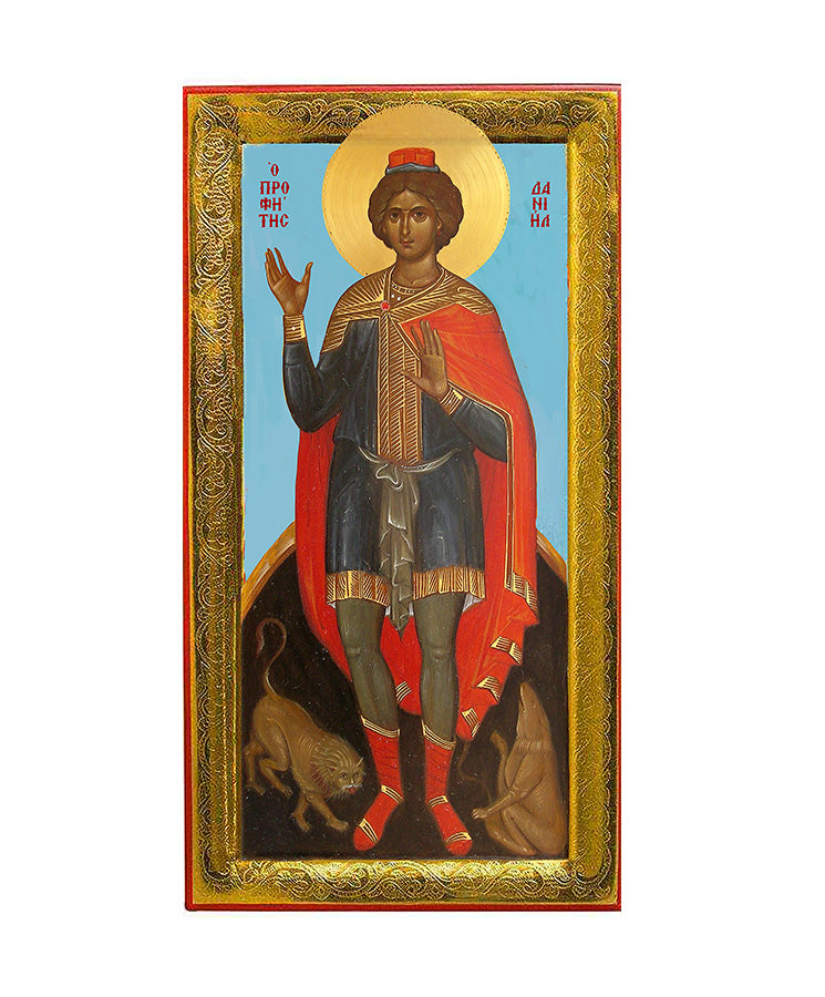 Daniel the Prophet - Polished 100% handpainted icon in canvas with 24K gold background on specially crafted wood - Mount Athos