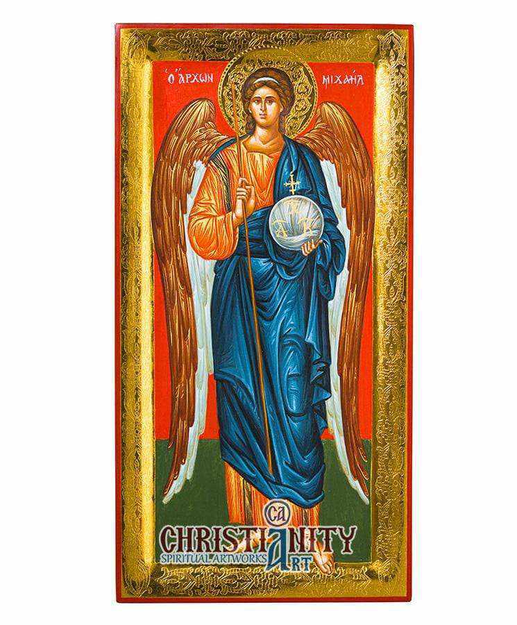Archangel Michael (100% Handpainted icon with Gold 24K - P Series)-Christianity Art