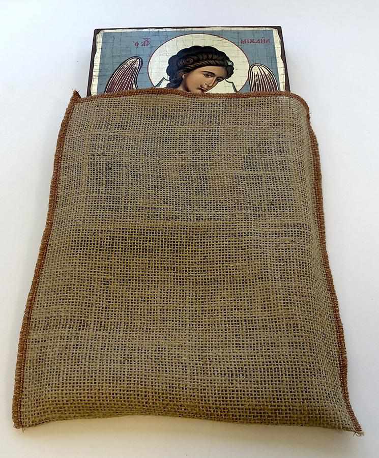 Virgin Mary - Eternal Bloom - Aged wooden icon in canvas with gold bac ...