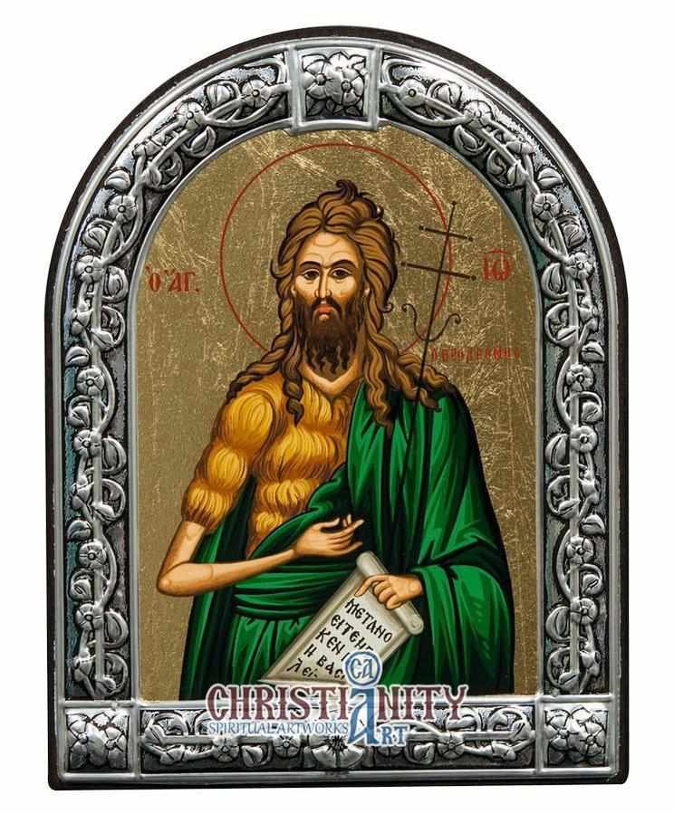 Saint John the Baptist - Metallic icon on wood locally gold plated - M ...