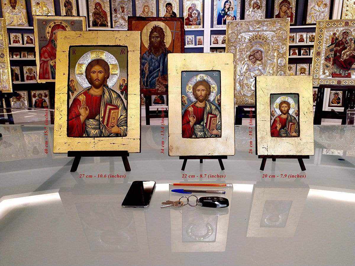 Virgin Mary Glykophilousa - Sweet Kissing - Aged wooden icon with silv ...