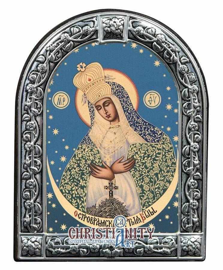 Virgin Mary Praying - Metallic icon on wood locally gold plated - Moun ...