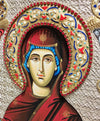 Virgin Mary Holy Belt - Silver icon on wood, locally gold plated and decorated with enamel - Mount Athos