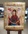 Virgin Mary Holy Belt - Silver icon on wood, locally gold plated and decorated with enamel - Mount Athos