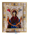 Virgin Mary Holy Belt - Silver icon on wood, locally gold plated and decorated with enamel - Mount Athos