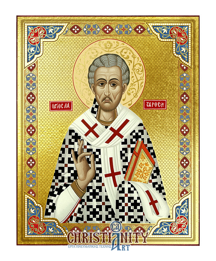 Saint Lazaros - Wooden Icon with Gold Background and High-Quality Print (Lithography) - Mount Athos