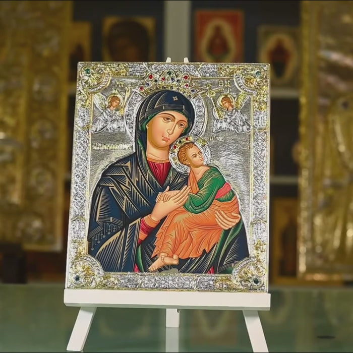 Byzantine Icon Virgin Mary Of Perpetual Help – Religious Christmas Tree Ornament, Resin, 4.5 Inch (Handmade Style Gift)