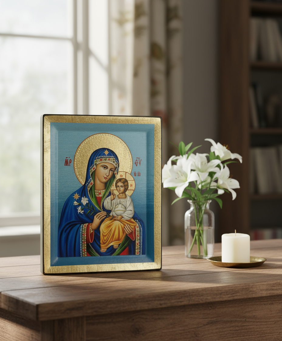 Virgin Mary Eternal Bloom Icon Photorealistic