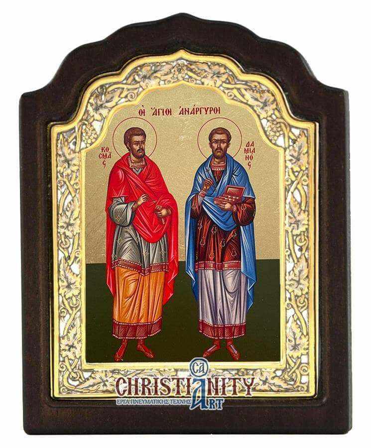 Saints Anargyroi (Silver icon - C Series)-Christianity Art