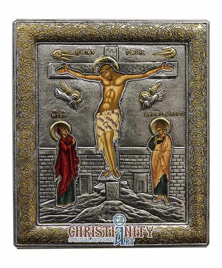 The Crucifixion (Silver icon - G Series)-Christianity Art