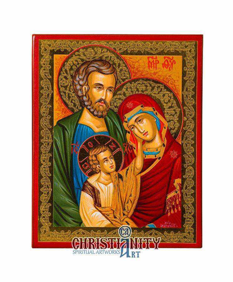 Holy Family (100% Handpainted icon with Gold 24K - P Series)-Christianity Art