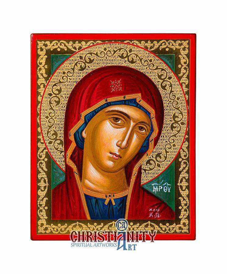 Virgin Mary from Vatopedi (100% Handpainted icon with Gold 24K - P Series)-Christianity Art