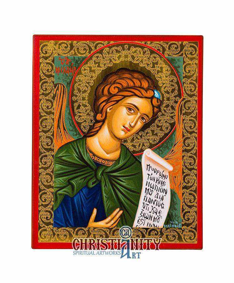 Archangel Michael (100% Handpainted icon with Gold 24K - P Series)-Christianity Art