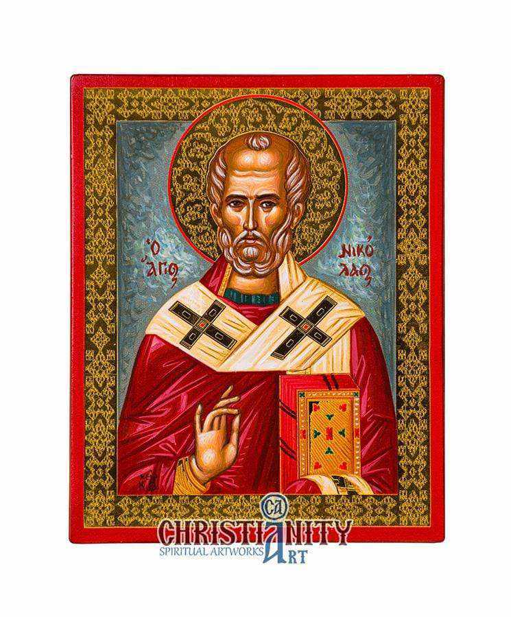 Saint Nicolaos (100% Handpainted icon with Gold 24K - P Series)-Christianity Art