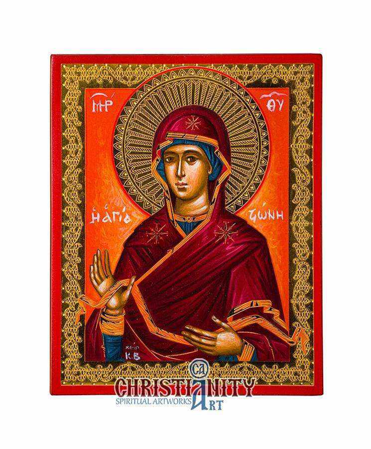 Virgin Mary Holy Belt (100% Handpainted icon with Gold 24K - P Series)-Christianity Art