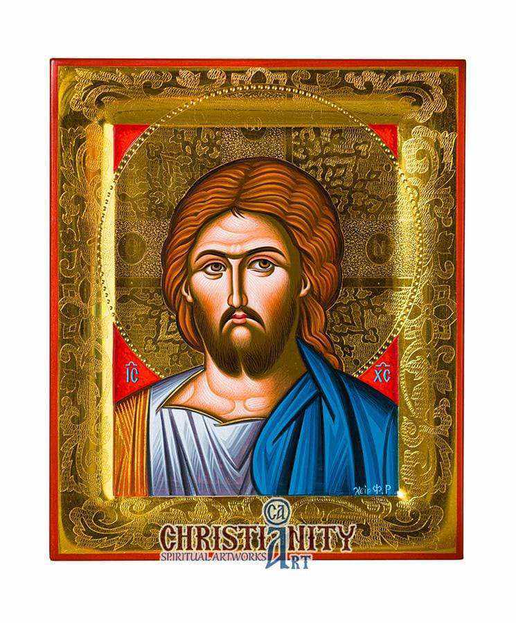 Jesus Christ Pantocrator (100% Handpainted icon with Gold 24K - P Series)-Christianity Art