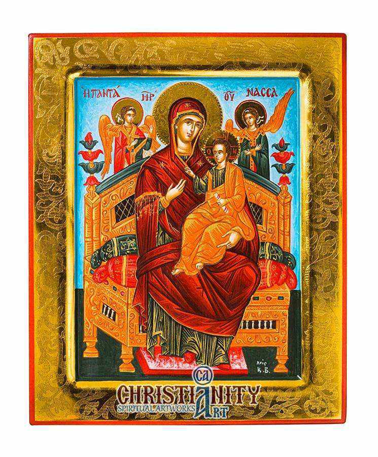 Virgin Mary Pantanassa (100% Handpainted icon with Gold 24K - P Series)-Christianity Art