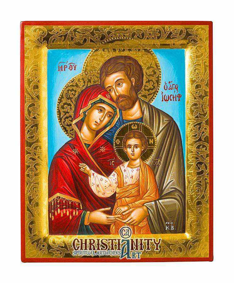 The Holy Family (100% Handpainted icon with Gold 24K - P Series)-Christianity Art