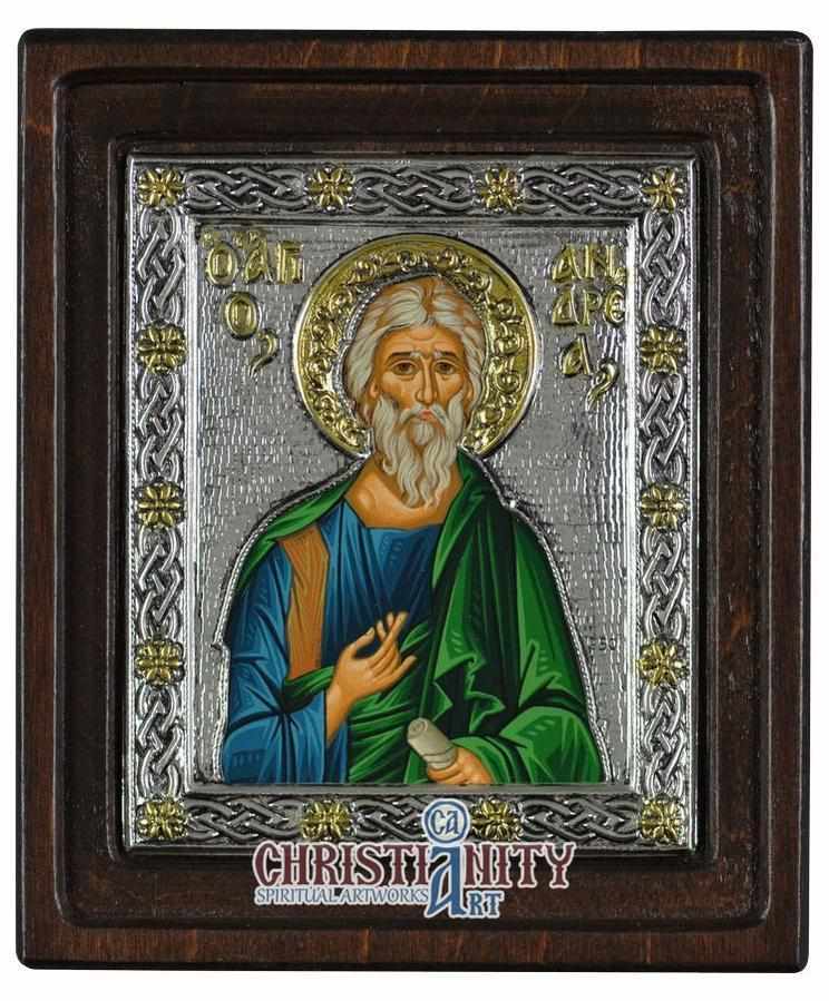Apostle Andreas (Silver - Engraved icon - D Series)-Christianity Art
