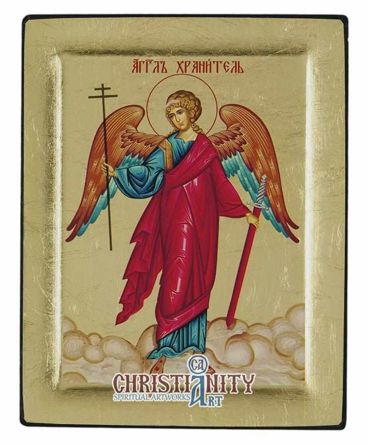 Guardian Angel (Engraved icon - S Series)-Christianity Art
