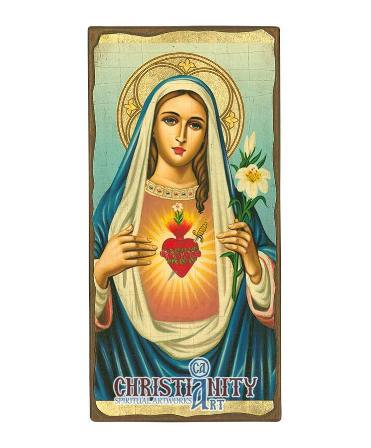 Immaculate Heart of Virgin Mary (Aged icon - SW Series)-Christianity Art