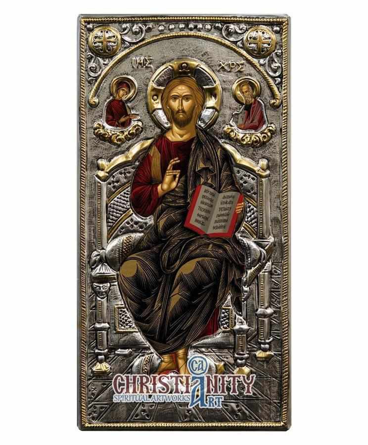 Jesus Christ Εnthroned (Silver icon - G Series)-Christianity Art