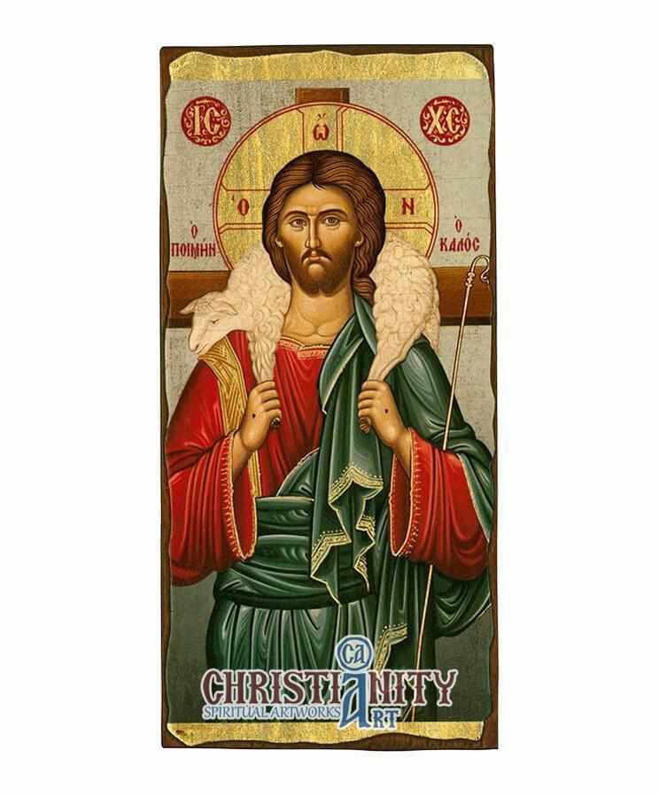 Jesus Christ Good Shepherd (Aged icon - SW Series)-Christianity Art