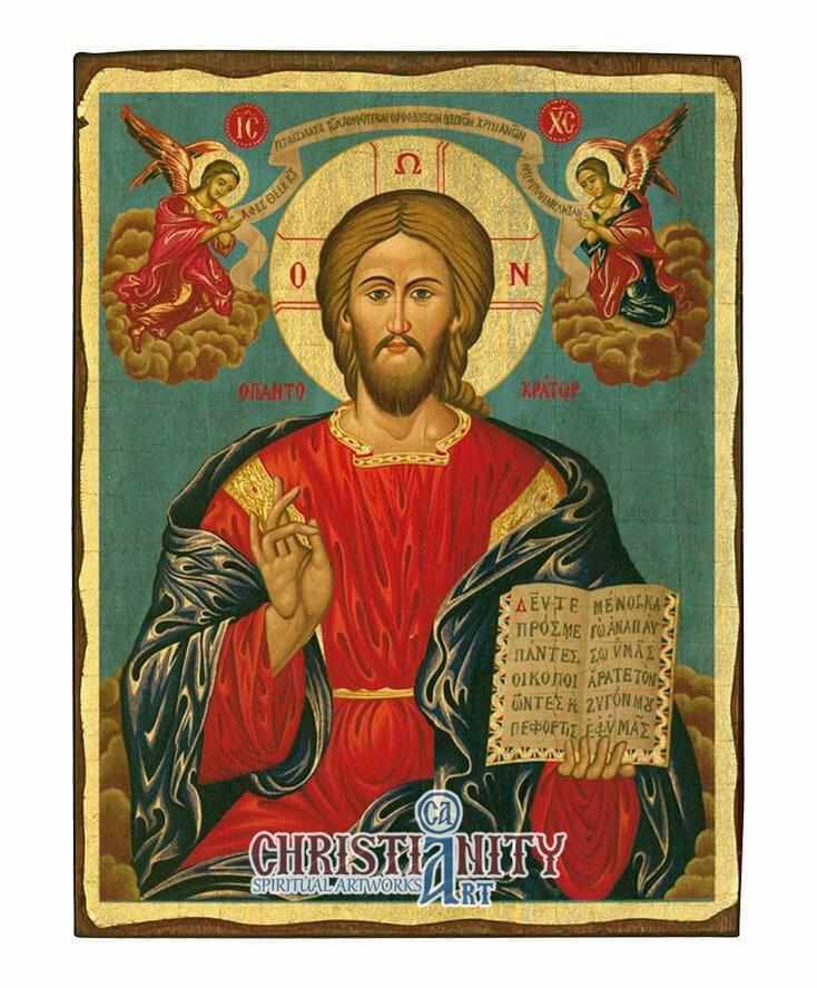 Jesus Christ Pantocrator (Aged icon - SW Series)-Christianity Art