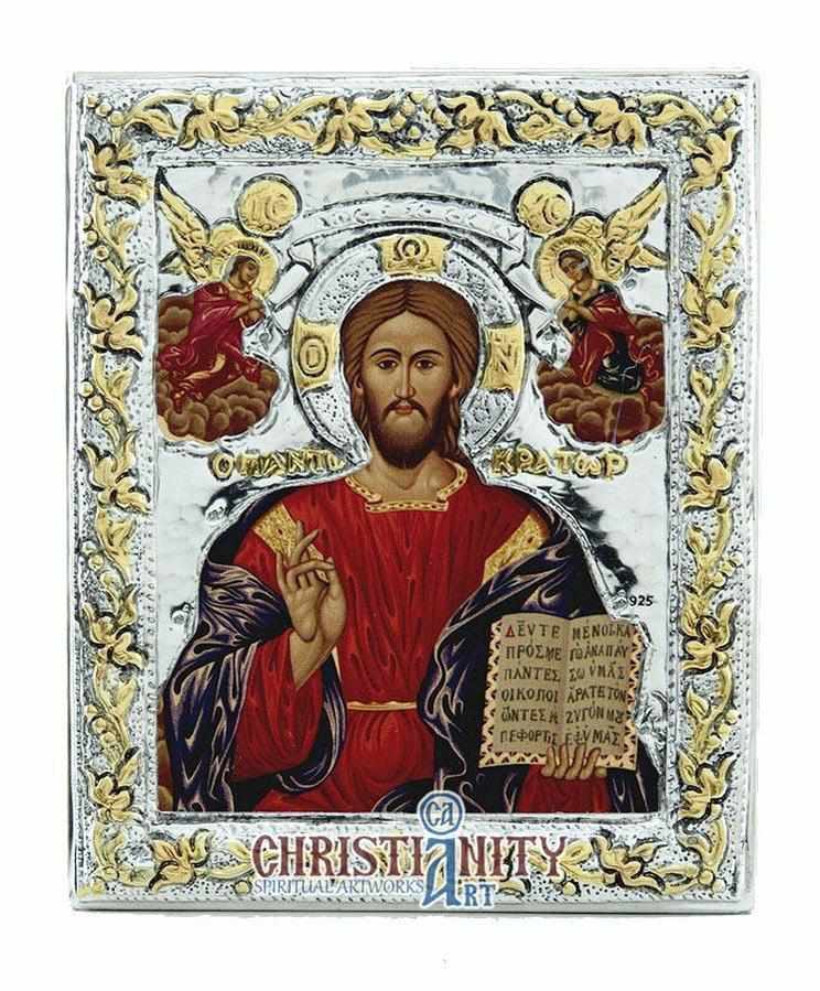 Jesus Christ Pantocrator (Silver icon - G Series)-Christianity Art