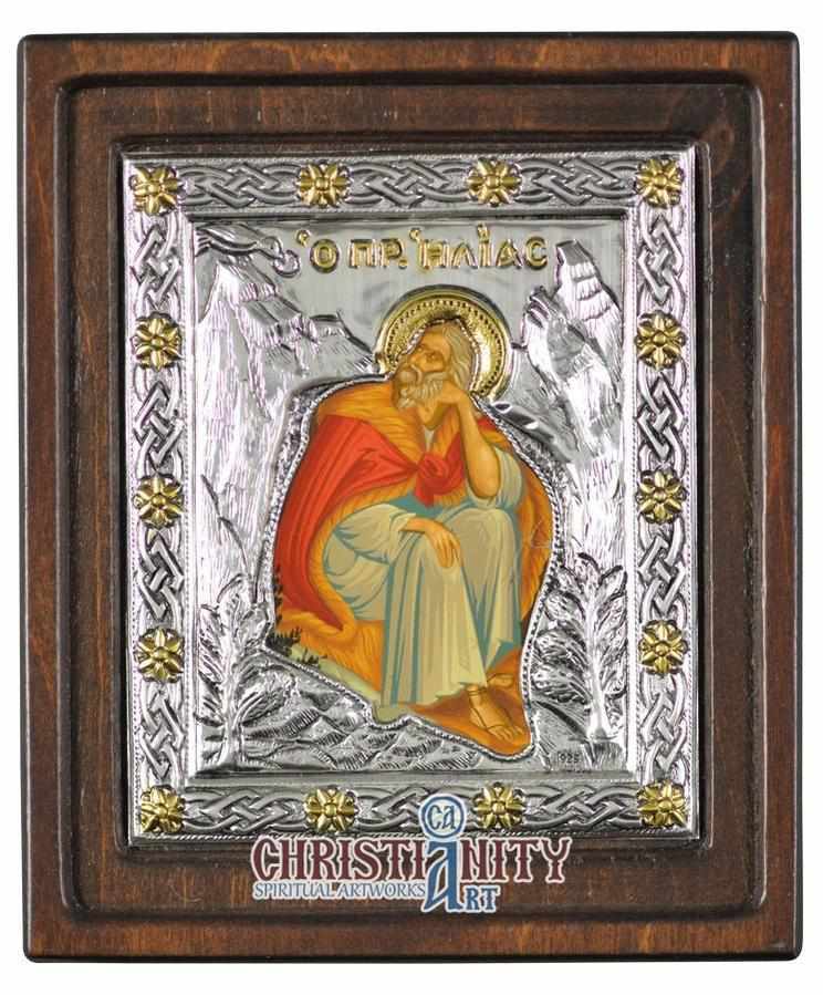 Prophet Elias (Silver - Engraved icon - D Series)-Christianity Art