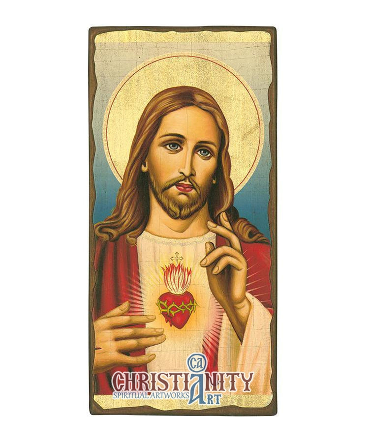 Sacred Heart of Jesus Christ (Aged icon - SW Series)-Christianity Art