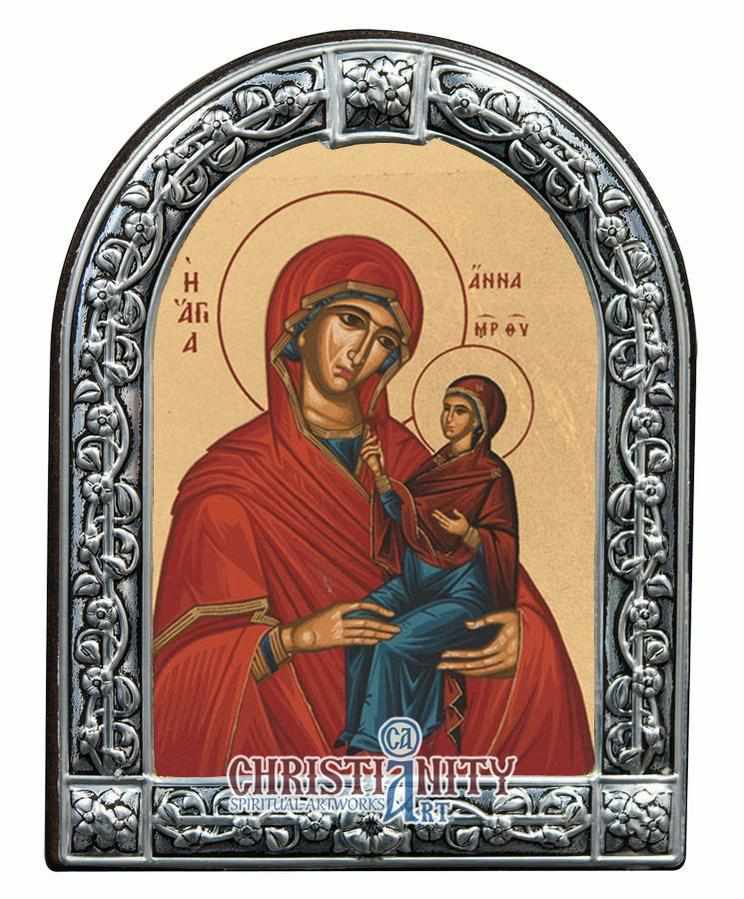 Saint Anne, Mother of the Blessed Virgin Mary (Metallic icon - MC Series)-Christianity Art