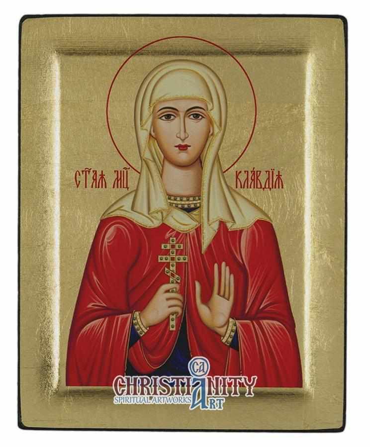 Saint Claudia (Engraved icon - S Series)-Christianity Art