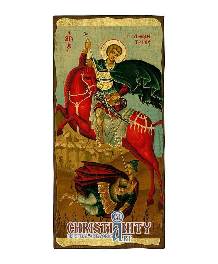 Saint Demetrios (Aged icon - SW Series)-Christianity Art