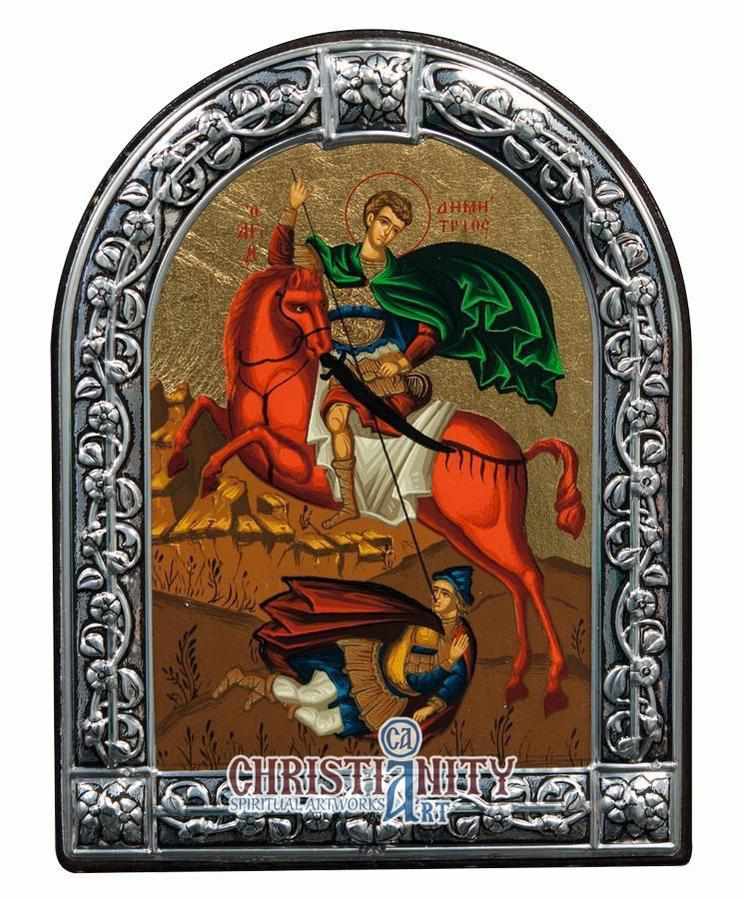 Saint Demetrios (Metallic icon - MC Series)-Christianity Art