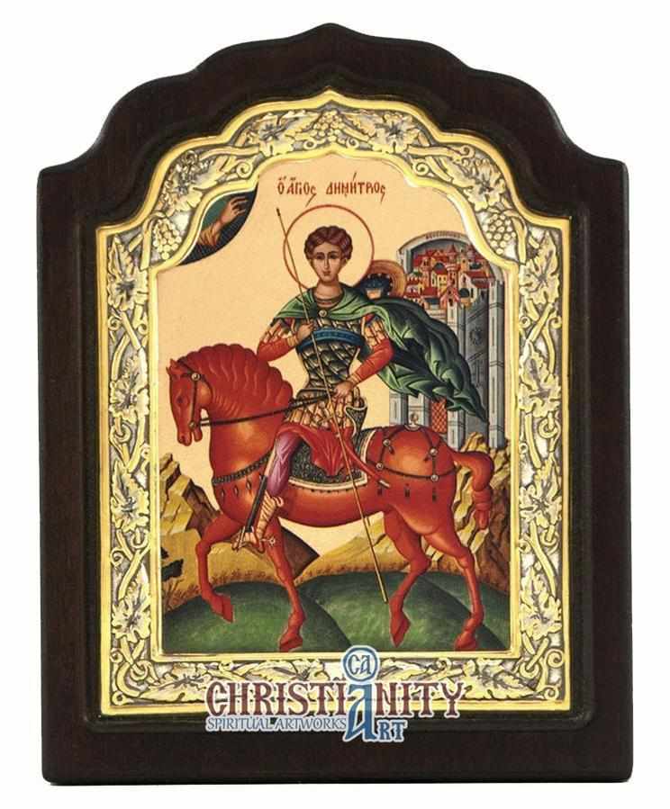 Saint Demetrios (Silver icon - C Series)-Christianity Art