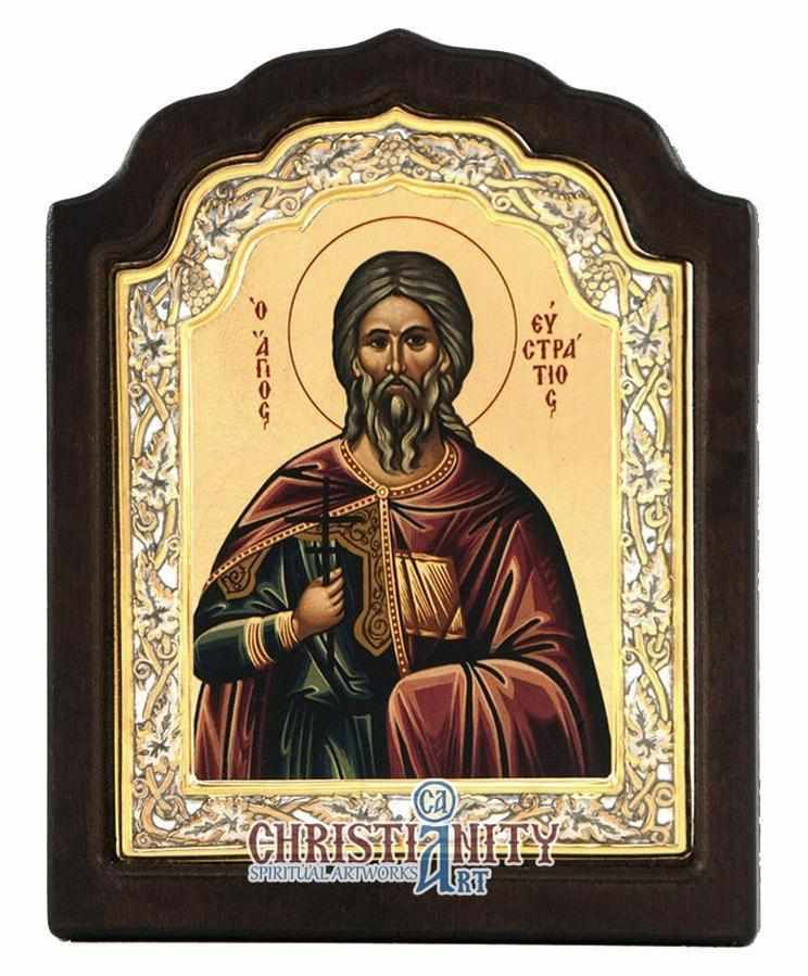 Saint Efstratios (Silver icon - C Series)-Christianity Art