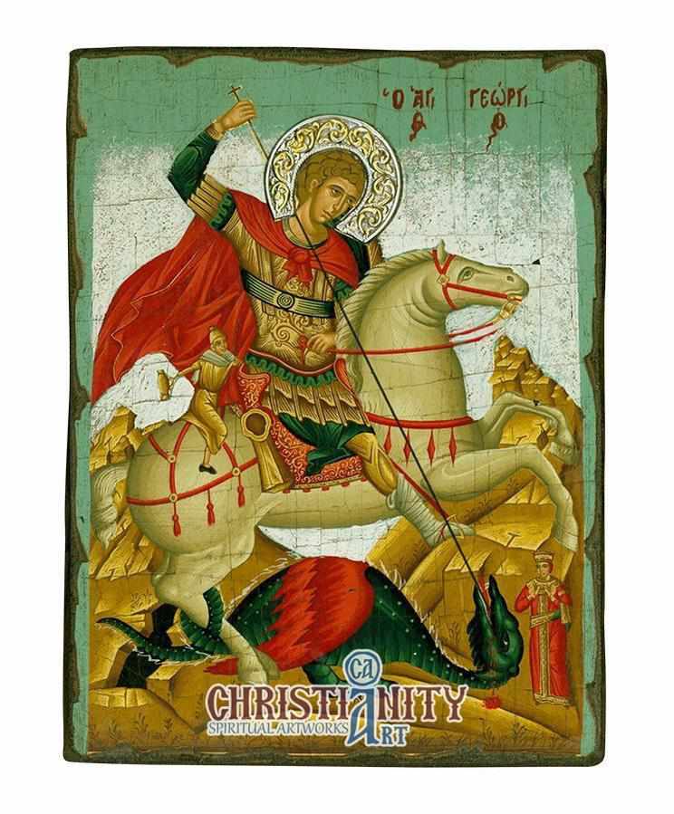 Saint George (Aged - Silver Halo Icon - SWS Series)-Christianity Art
