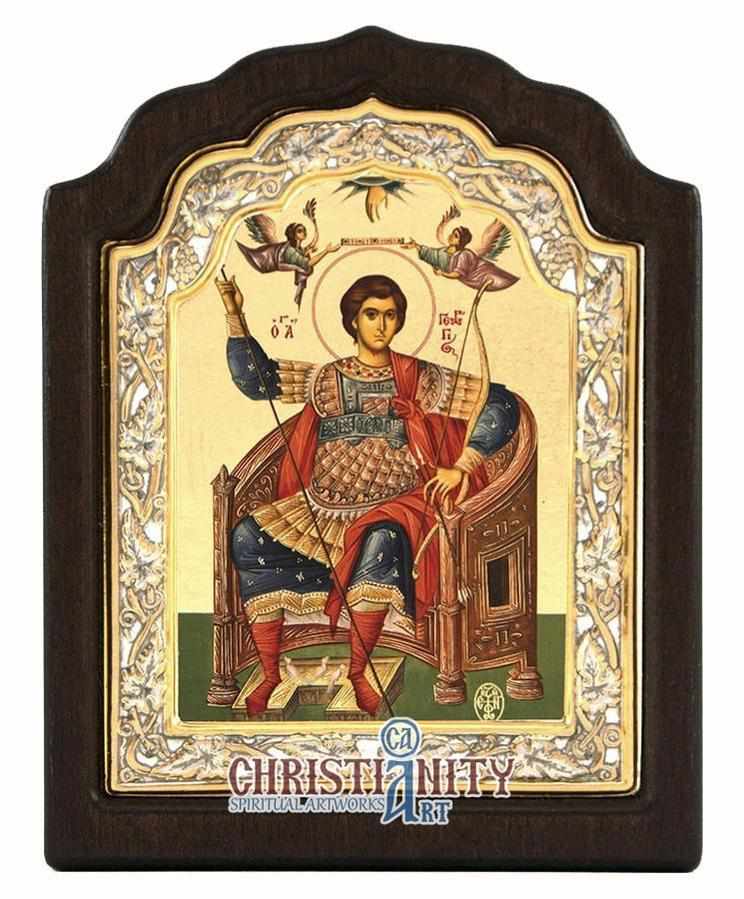 Saint George from Monastery of Xenophon (Silver icon - C Series)-Christianity Art