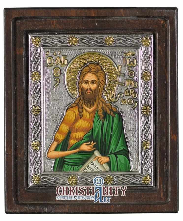 Saint John the Baptist (Silver - Engraved icon - D Series)-Christianity Art
