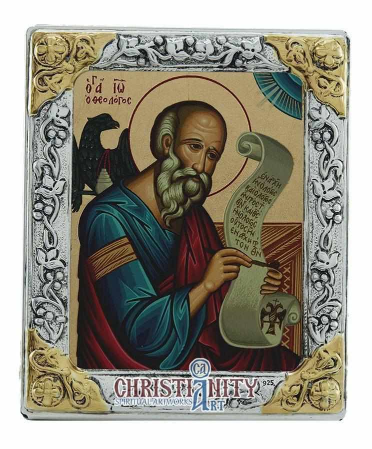 Saint John Theologist (Silver icon - G Series)-Christianity Art