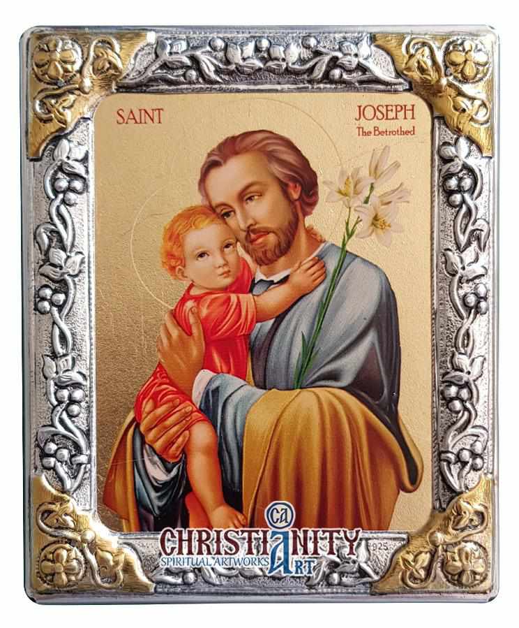 Saint Joseph (Silver icon - G Series)-Christianity Art