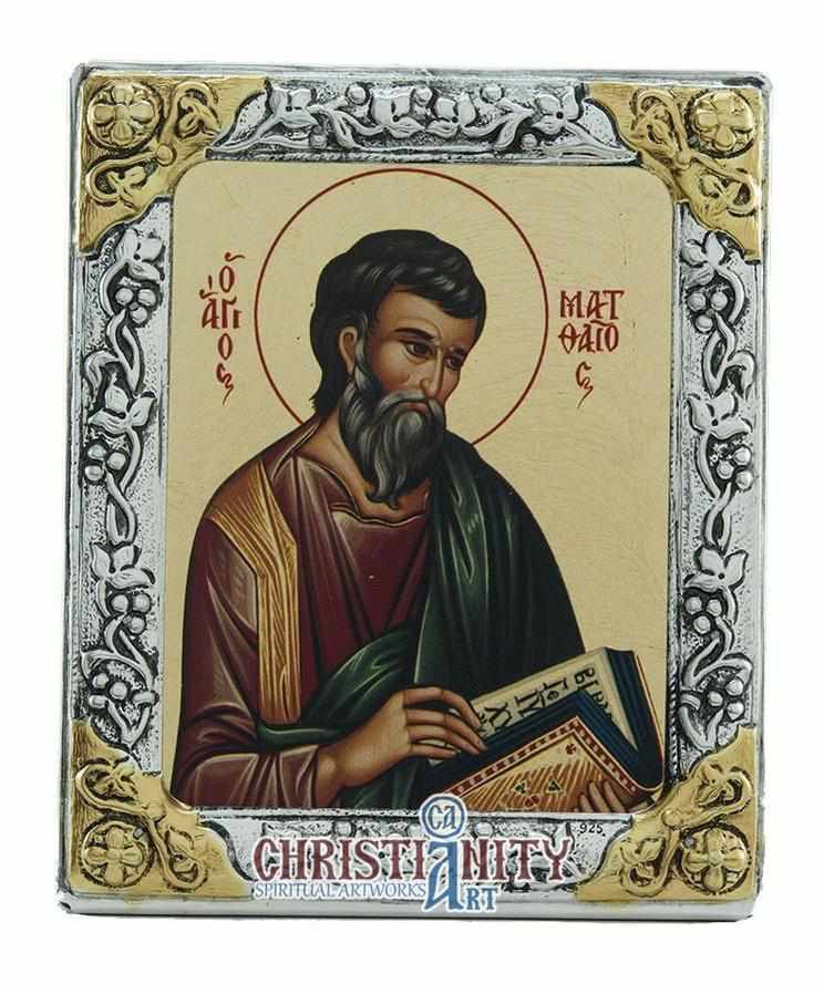 Saint Mattheos (Silver icon - G Series)-Christianity Art