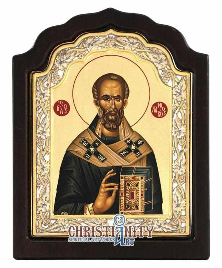 Saint Nicolaos from Monastery of Vatopedi (Silver icon - C Series)-Christianity Art