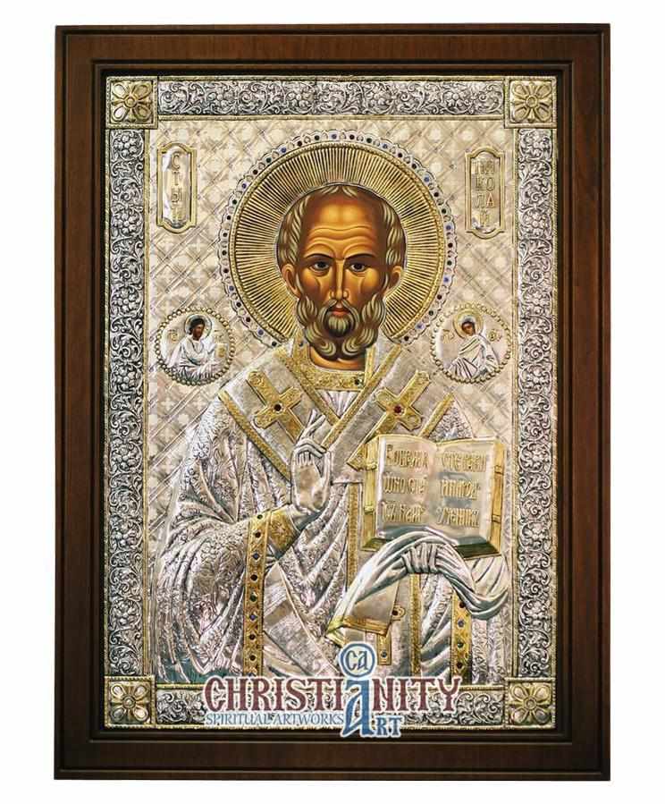 Saint Nicolaos (Silver icon - C Series)-Christianity Art