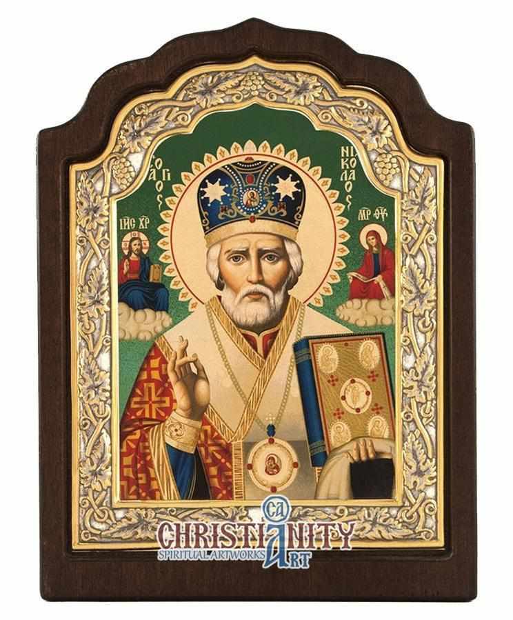 Saint Nicolaos (Silver icon - C Series)-Christianity Art