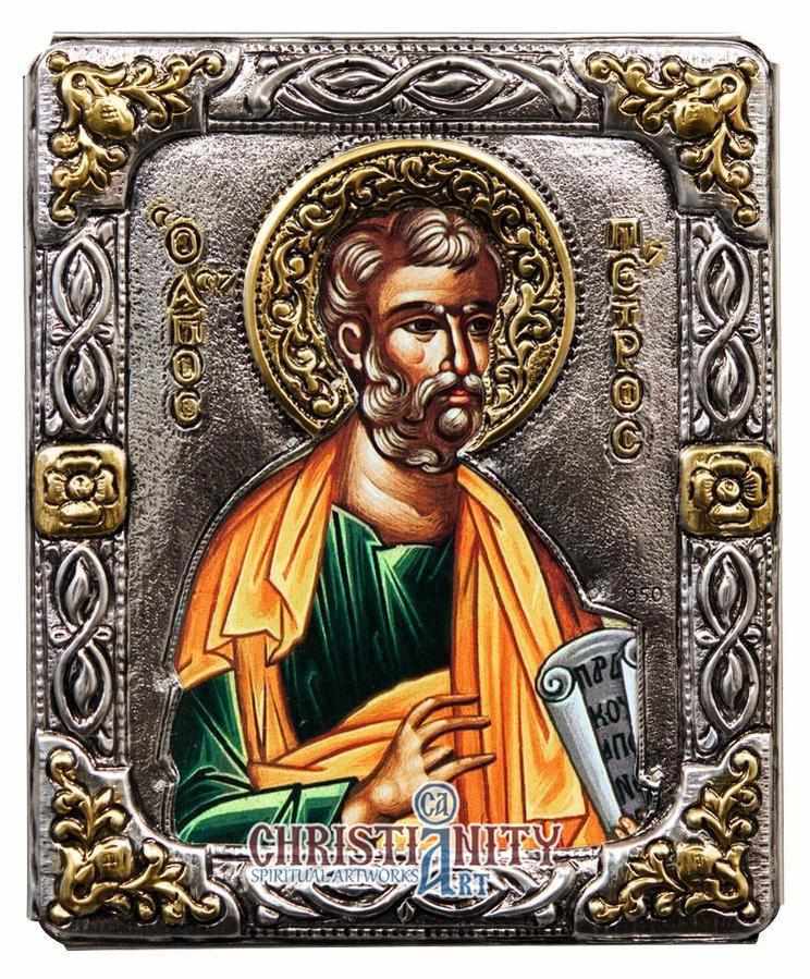 Saint Peter (Silver icon - G Series)-Christianity Art