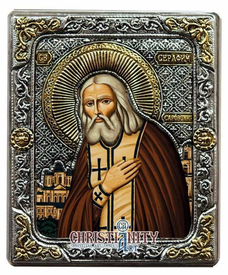 Saint Seraphim of Sarov (Silver icon - G Series)-Christianity Art