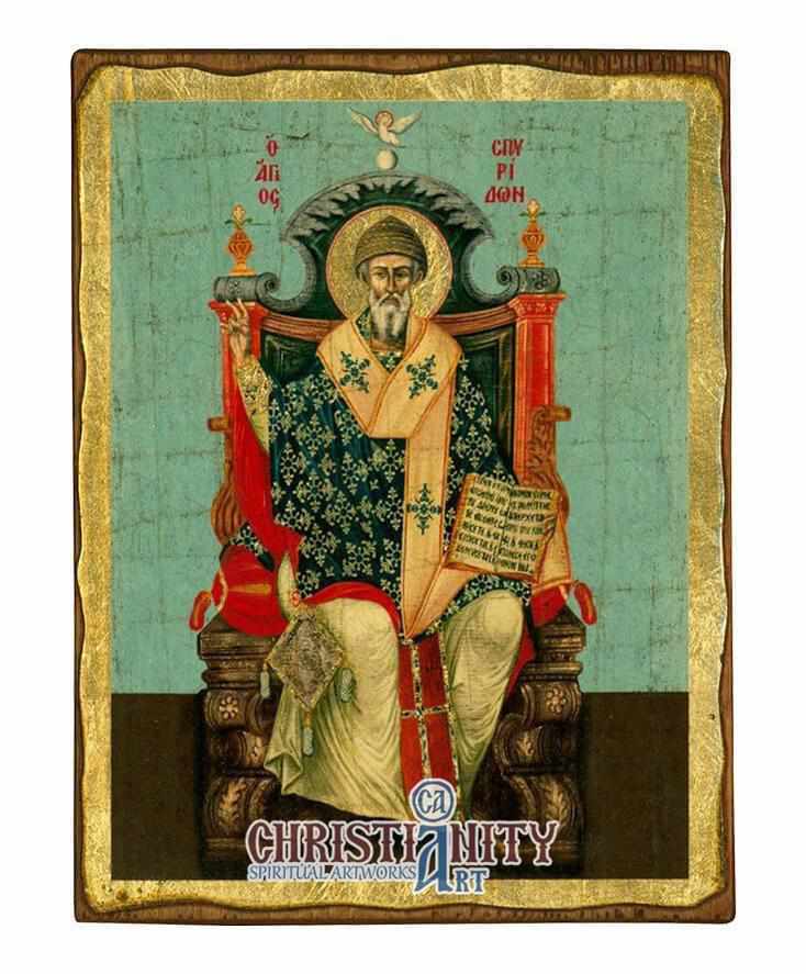 Saint Spyridon (Aged icon - SW Series)-Christianity Art