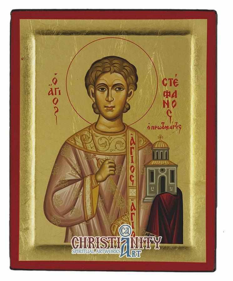 Saint Stephanos (Engraved icon - S Series)-Christianity Art